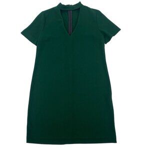 Zara Womens Size Small Choker V Neck Plunge Shift Mini Dress Forest Green